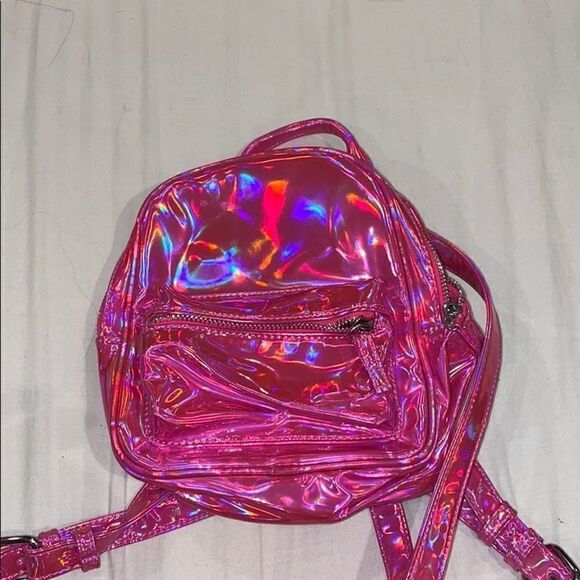Pink holographic mini backpack  - Picture 1 of 4